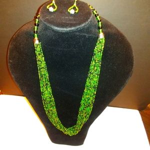 Seed Bead Necklace & Earrings